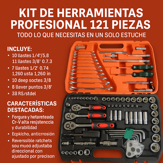 🔧 Juego de Llaves de Impacto de 121 Piezas – Profesional, Completo y Resistente