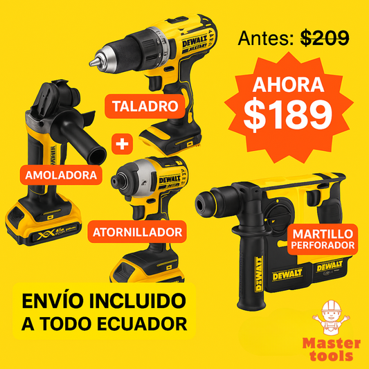 Combo DeWalt – Taladro, Amoladora, Atornillador y Martillo Perforador: Herramientas que inspiran grandeza