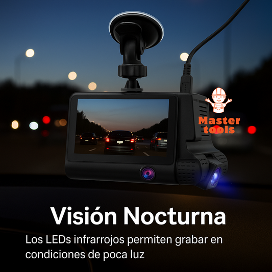 📦 Cámara DVR Tres Lentes para Auto – 1080p Full HD